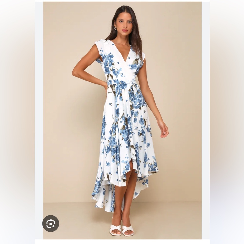 Lulus French Countryside White Floral Print High-Low Dress New With Tags Size XS
